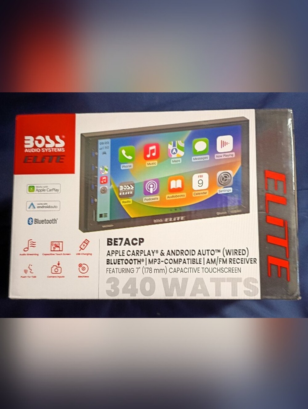Boss Elite 7" Car Stereo Receiver in Black and Red Accents